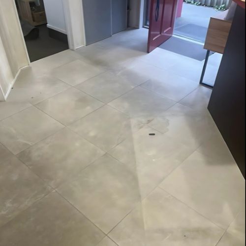 Before cleaning floor tiles